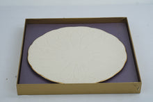 Load image into Gallery viewer, Lenox Ivory Embossed Feather Cake Plate Gold Trim 11 5 Inch USA with Box
