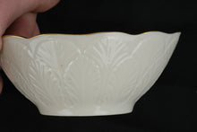 Load image into Gallery viewer, Lenox Ivory Porcelain Nut Dish Gold Trim Embossed Leaf Bowl 5” Made in USA
