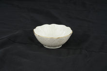Load image into Gallery viewer, Lenox Ivory Porcelain Nut Dish Gold Trim Embossed Leaf Bowl 5” Made in USA
