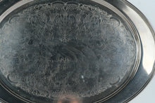Load image into Gallery viewer, Large Oval Leonard EP Silverplate Serving Tray with Engraved Floral Design

