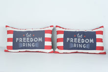 Load image into Gallery viewer, Set of 2 Patriotic “Let Freedom Ring” Lumbar Pillows – Red White &amp; Blue Americana Decor
