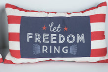 Load image into Gallery viewer, Set of 2 Patriotic “Let Freedom Ring” Lumbar Pillows – Red White &amp; Blue Americana Decor
