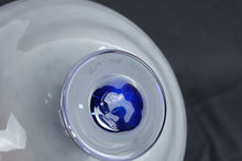 Load image into Gallery viewer, Lewis Olsen Noslo Art Glass Footed Bowl White Blue Hand Blown Signed 9 Inch
