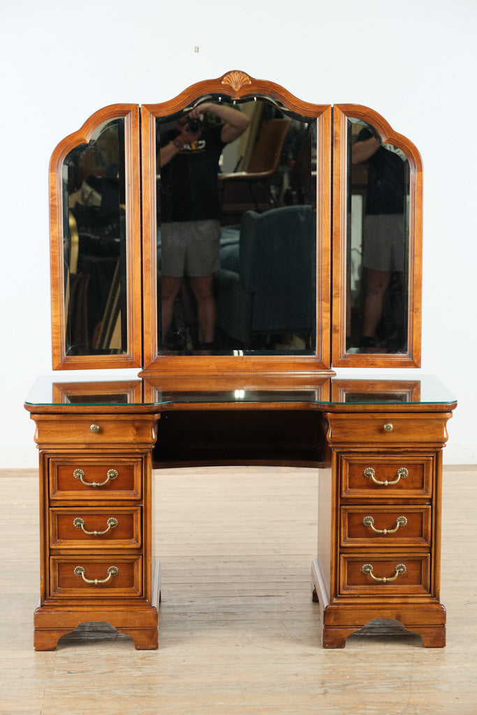 Lexington Chez Michelle Vanity Desk with Mirror and Glass Top