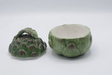 Load image into Gallery viewer, Italian Style Majolica Artichoke Covered Serving Bowl Green Ceramic 5 5 Inch
