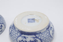 Load image into Gallery viewer, Chinese Blue White Porcelain Cricket Box Dragon Pierced Lid 5 Inch

