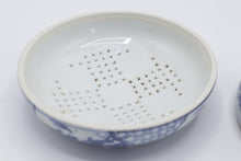 Load image into Gallery viewer, Chinese Blue White Porcelain Cricket Box Dragon Pierced Lid 5 Inch
