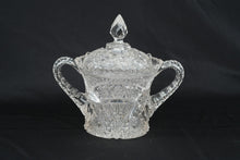 Load image into Gallery viewer, Antique Cambridge Glass Wheat Sheaf EAPG Covered Sugar Bowl Clear Pressed Glass
