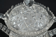 Load image into Gallery viewer, Antique Cambridge Glass Wheat Sheaf EAPG Covered Sugar Bowl Clear Pressed Glass
