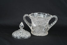Load image into Gallery viewer, Antique Cambridge Glass Wheat Sheaf EAPG Covered Sugar Bowl Clear Pressed Glass
