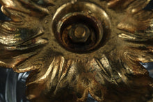Load image into Gallery viewer, Vintage Cut Glass Covered Candy Dish Brass Floral Base Pedestal Bowl
