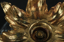 Load image into Gallery viewer, Vintage Cut Glass Covered Candy Dish Brass Floral Base Pedestal Bowl
