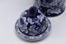 Load image into Gallery viewer, World Market Blue White Lidded Ginger Jar 18 Inch Floral Porcelain
