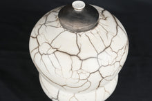 Load image into Gallery viewer, Signed Raku Pottery Lidded Vessel Crackle Fired Ceramic Jar Handcrafted 8.5 Inch
