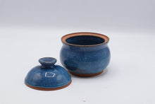Load image into Gallery viewer, Linda Arms Studio Pottery Lidded Jar Blue Glaze Sugar Bowl

