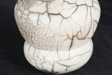 Load image into Gallery viewer, Signed Raku Pottery Lidded Vessel Crackle Fired Ceramic Jar Handcrafted 8.5 Inch
