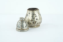 Load image into Gallery viewer, Wooden Lidded Container with Embossed Silver Overlay
