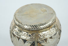 Load image into Gallery viewer, Wooden Lidded Container with Embossed Silver Overlay
