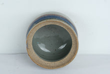 Load image into Gallery viewer, Hand-Thrown Lidded Stoneware Jar with Blue &amp; Earth-Tone Bands
