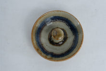 Load image into Gallery viewer, Hand-Thrown Lidded Stoneware Jar with Blue &amp; Earth-Tone Bands
