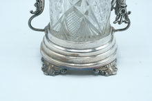 Load image into Gallery viewer, Meriden B Company Antique Silverplate Pickle Castor Cut Glass Jar Tongs 478
