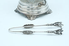 Load image into Gallery viewer, Meriden B Company Antique Silverplate Pickle Castor Cut Glass Jar Tongs 478

