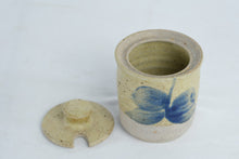 Load image into Gallery viewer, Stoneware Lidded Sugar Jar with Blue Floral Motif
