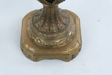 Load image into Gallery viewer, Pair Antique Black Porcelain Bronze Mounted Covered Urns Hand Painted Floral 24 Inch
