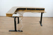 Load image into Gallery viewer, L Shaped Electric Standing Desk with Wood Top and Adjustable Height Base
