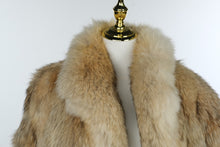 Load image into Gallery viewer, Vintage Genuine Fur Coat Womens Tan Cream Full Collar 32 Inch Length
