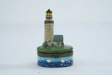 Load image into Gallery viewer, Lighthouse Porcelain Hinged Trinket Box Coastal Nautical Decor
