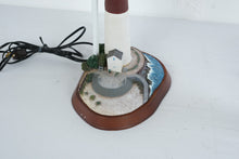 Load image into Gallery viewer, Lighthouse Coastal Table Lamp Nautical Beacon Scene with Fabric Shade
