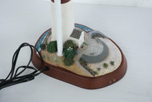 Load image into Gallery viewer, Lighthouse Coastal Table Lamp Nautical Beacon Scene with Fabric Shade
