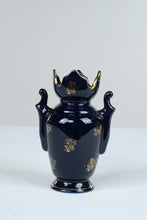 Load image into Gallery viewer, Limoges France Cobalt Blue Porcelain Gold Courting Couple Decorative Vase
