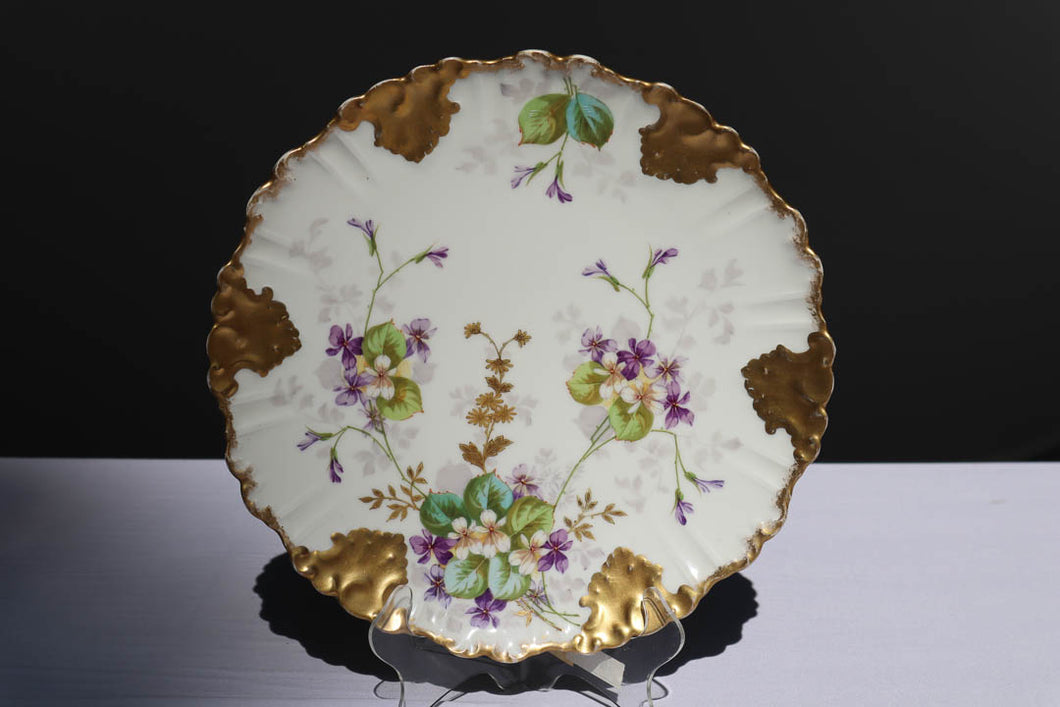 Limoges France Antique Hand Painted Floral Plate - 13