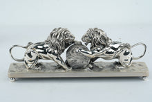 Load image into Gallery viewer, Ottaviani Italian Silver Plate Lion Mantel Clock Neiman Marcus Exclusive
