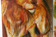 Load image into Gallery viewer, Original Signed Lion and Lioness Diptych Acrylic Paintings on Canvas Pair 30 x 40
