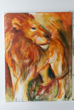 Load image into Gallery viewer, Original Signed Lion and Lioness Diptych Acrylic Paintings on Canvas Pair 30 x 40
