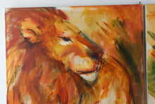 Load image into Gallery viewer, Original Signed Lion and Lioness Diptych Acrylic Paintings on Canvas Pair 30 x 40
