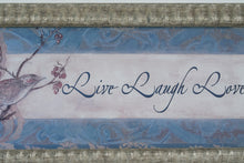 Load image into Gallery viewer, Live Laugh Love Bird Framed Wall Art Blue Pink Silver Distressed Decor
