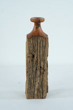 Load image into Gallery viewer, Rustic Driftwood Style Wood Candlestick Sculpture Natural Wood Folk Art
