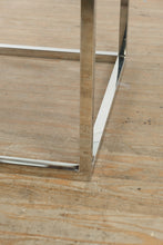 Load image into Gallery viewer, Live Edge Teak and Chrome Dining Table with Glass Top
