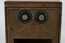 Load image into Gallery viewer, Antique US Post Office Door Lock Box Brass Wood Mail Safe Bank
