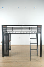 Load image into Gallery viewer, Twin Metal Loft Bed with Built-In Desk
