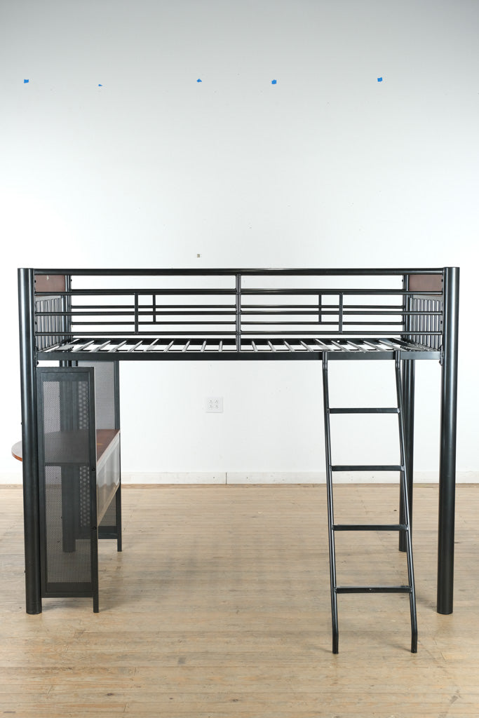 Twin Metal Loft Bed with Built-In Desk