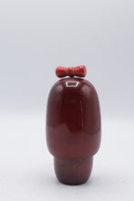 Load image into Gallery viewer, Vintage Japanese Kokeshi Doll Red Bow Checkered Obi Floral Kimono Signed 5 Inch
