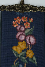 Load image into Gallery viewer, Vintage Needlepoint Bell Pull Wall Hanging – Fruit &amp; Floral Motif – 56&quot; x 7&quot;
