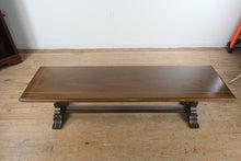 Load image into Gallery viewer, Traditional Trestle Base Coffee Table Wood Inlay Top
