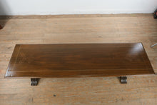 Load image into Gallery viewer, Traditional Trestle Base Coffee Table Wood Inlay Top
