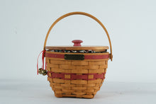 Load image into Gallery viewer, Longaberger Christmas Collection 1994 Jingle Bell Basket with Lid Handwoven USA
